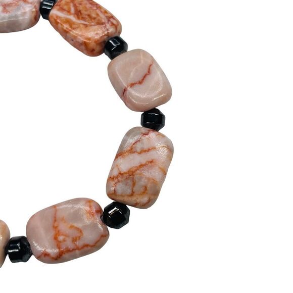 Handmade Pink Marble Jasper Toggle Bracelet with Hematite - Picture 3 of 10